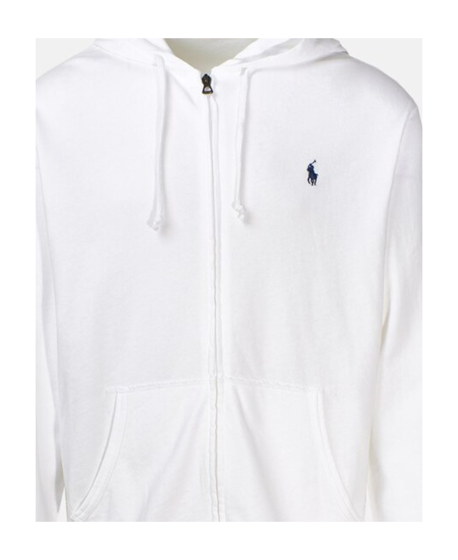 Polo Ralph Lauren White Hoodie With Contrasting Logo Embroidery In Cotton Man