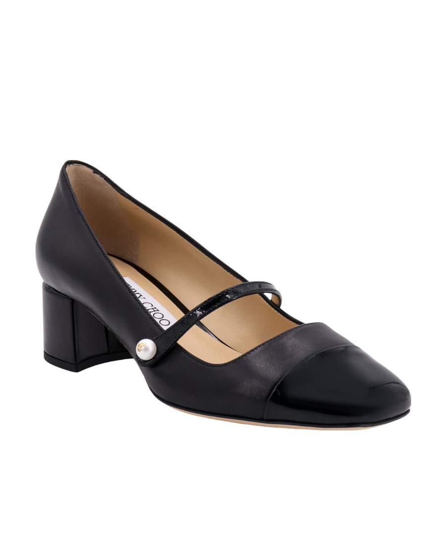 Jimmy Choo 'elisa 45' Black Pumps With Pearl Detail In Black