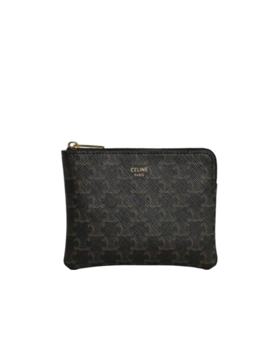 Celine Triomphe Canvas Artificial Leather Change Card Bag In Black