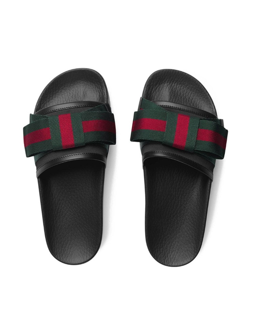 Gucci Horizontal Striped Bow Cold Drag In Black