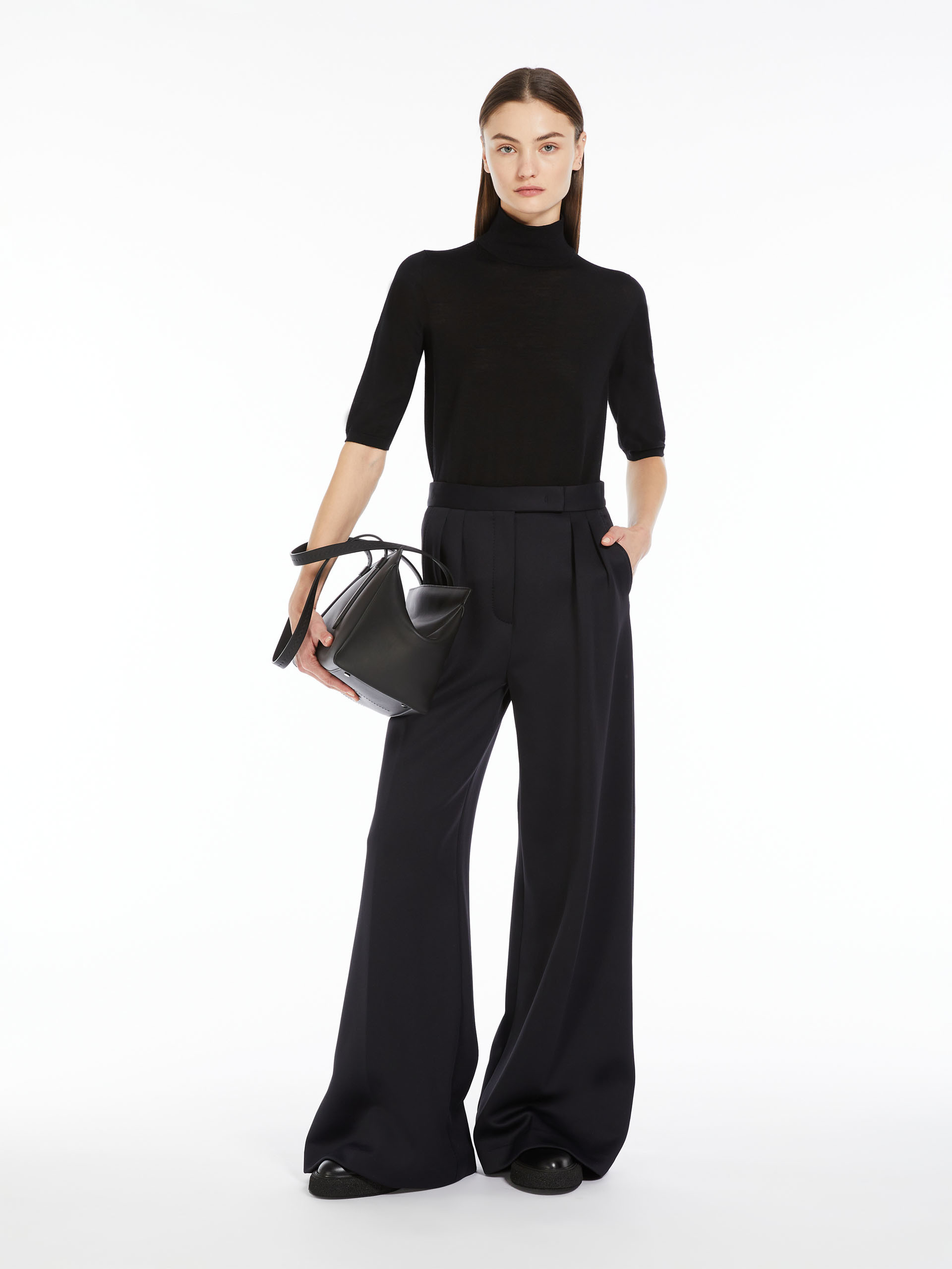 Max Mara Wool Turtleneck Sweater In Black
