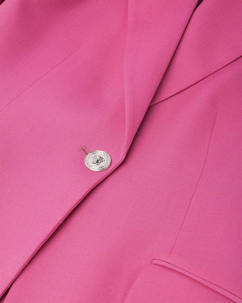 Versace Wool Single-breasted Dv Blazer In Pink