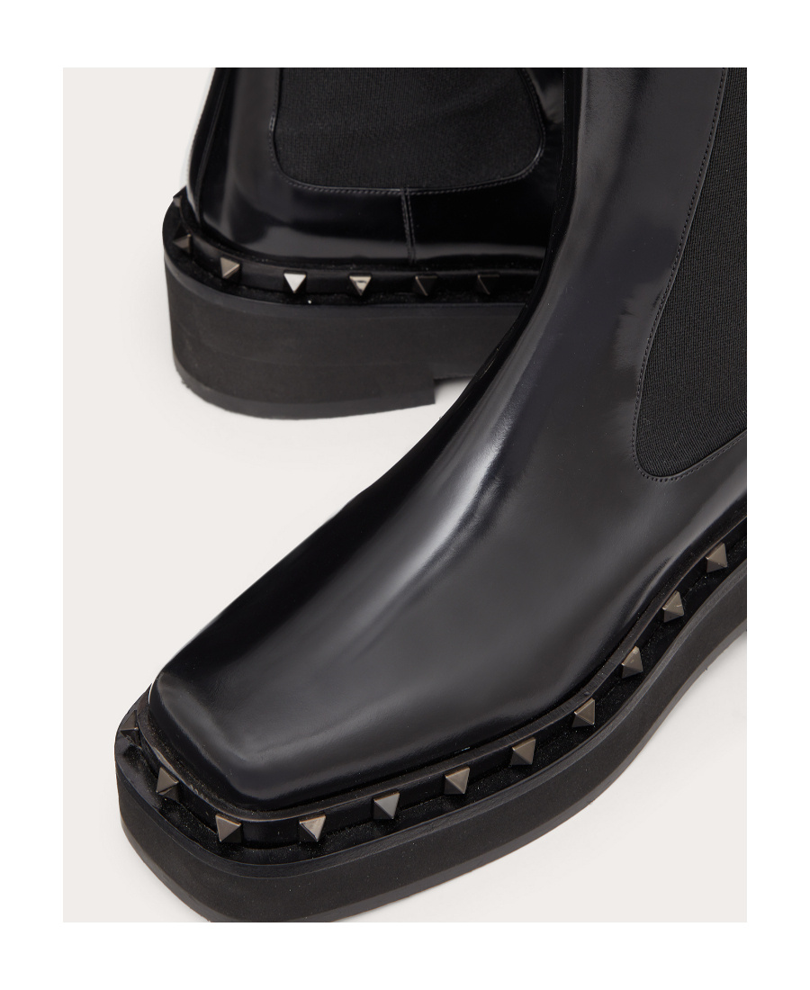 Valentino 50mm Rockstud M-way Leather Ankle Boots In Black