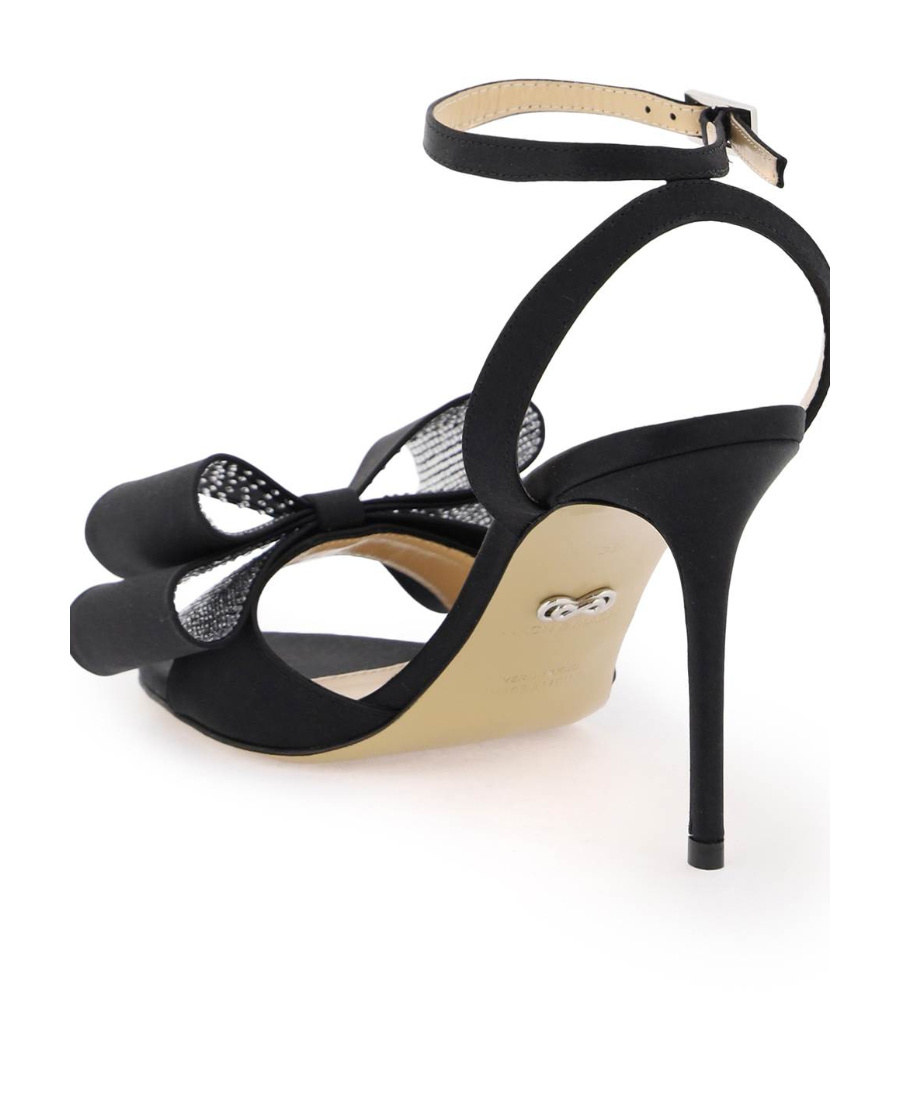 Mach&mach Satin Le Cadeau Sandals With Double Bow In Black
