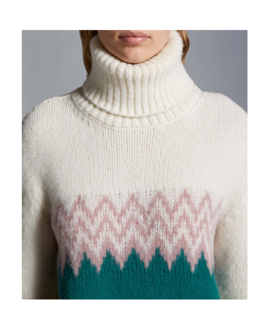 Moncler Dolcevita Intarsia Wool Turtleneck Sweater In Nude