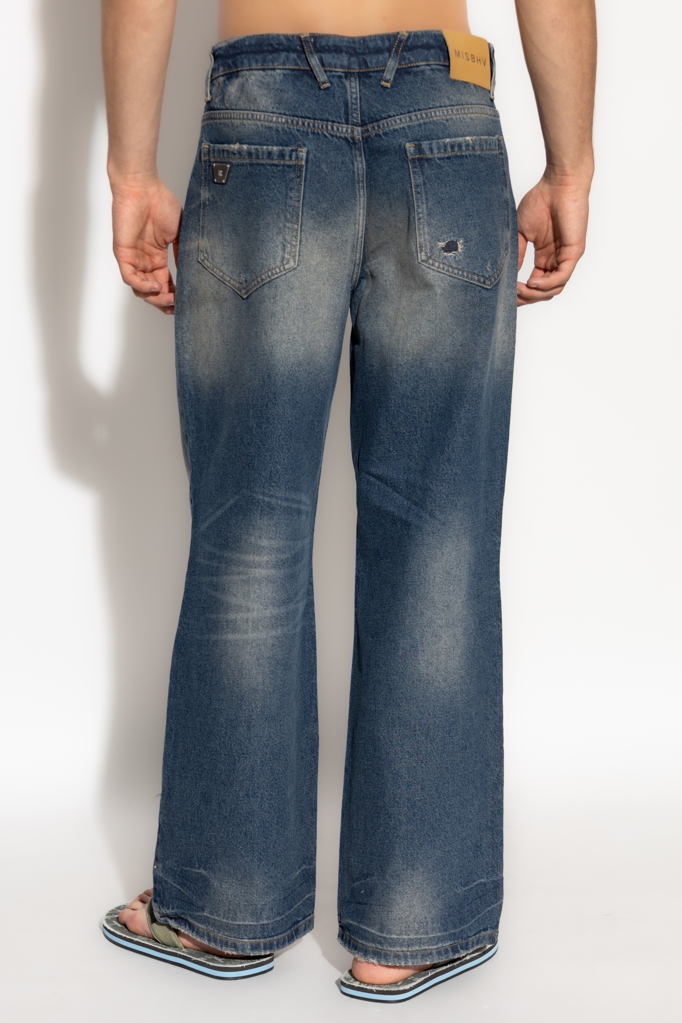 Misbhv Faded Distressed Denim Trousers In Blue