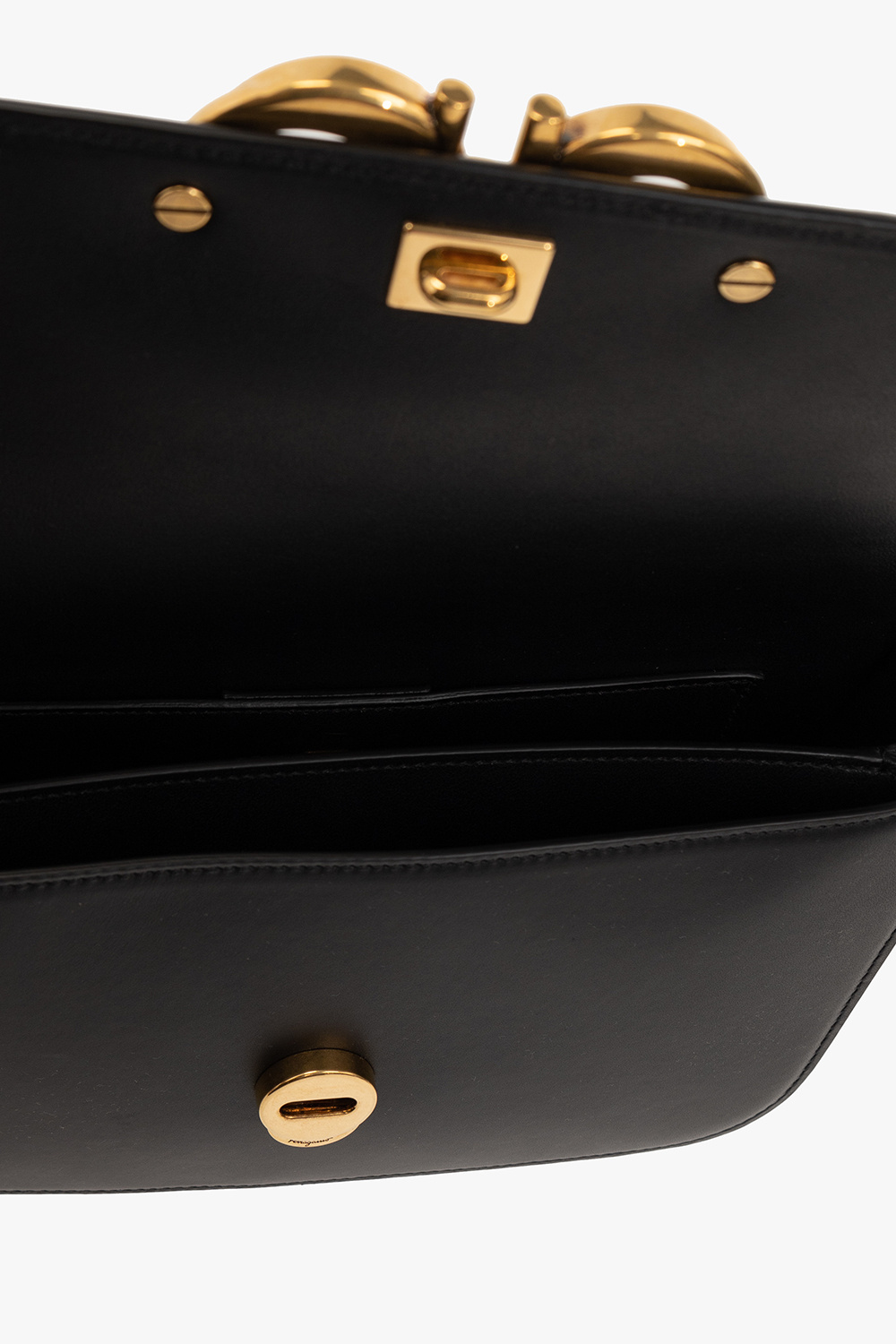 Ferragamo Salvatore Trapezio Logo Plaque Small Crossbody Bag In Black
