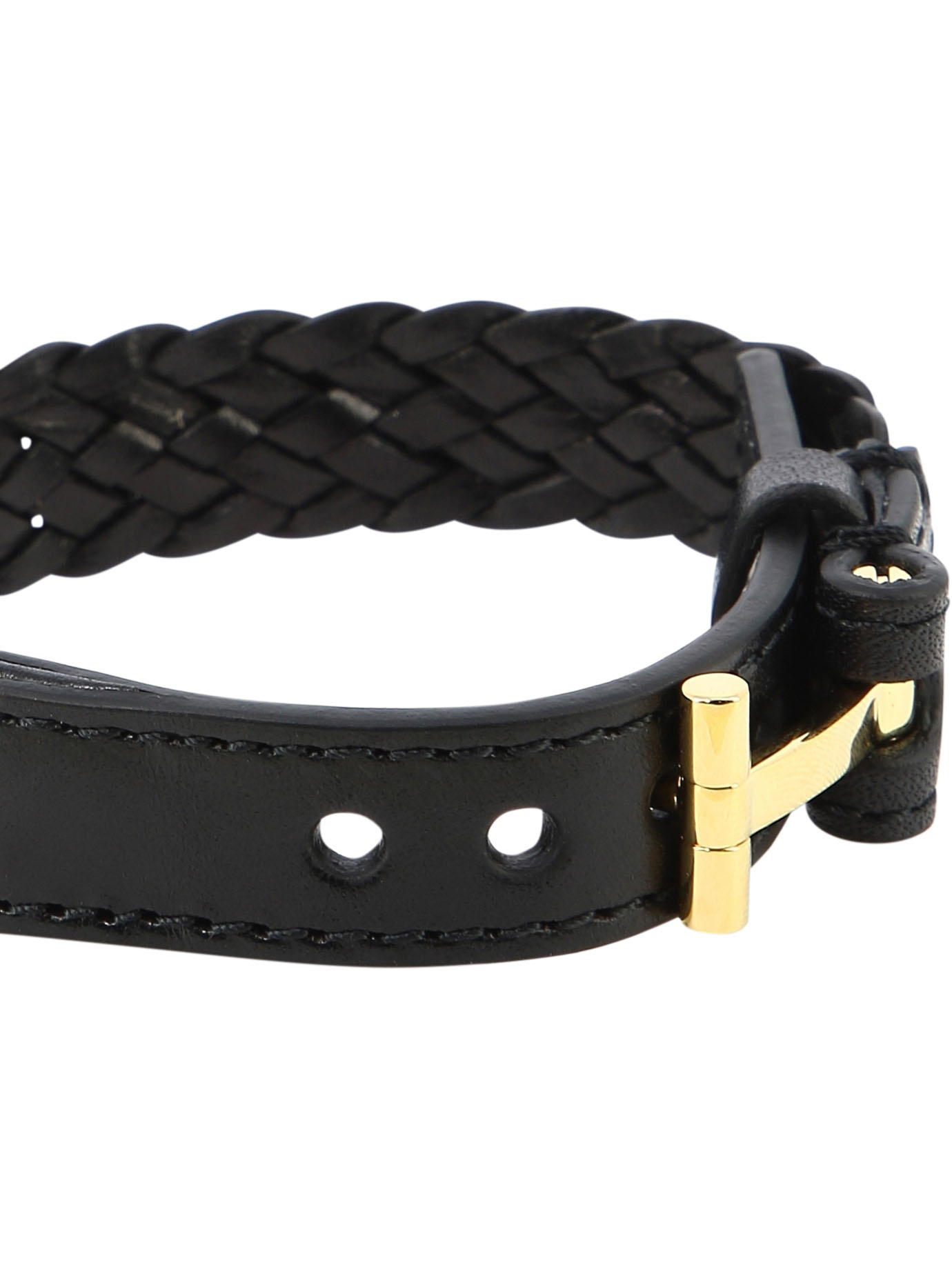 Tom Ford Logo Plaque Braided Bracelet In Black