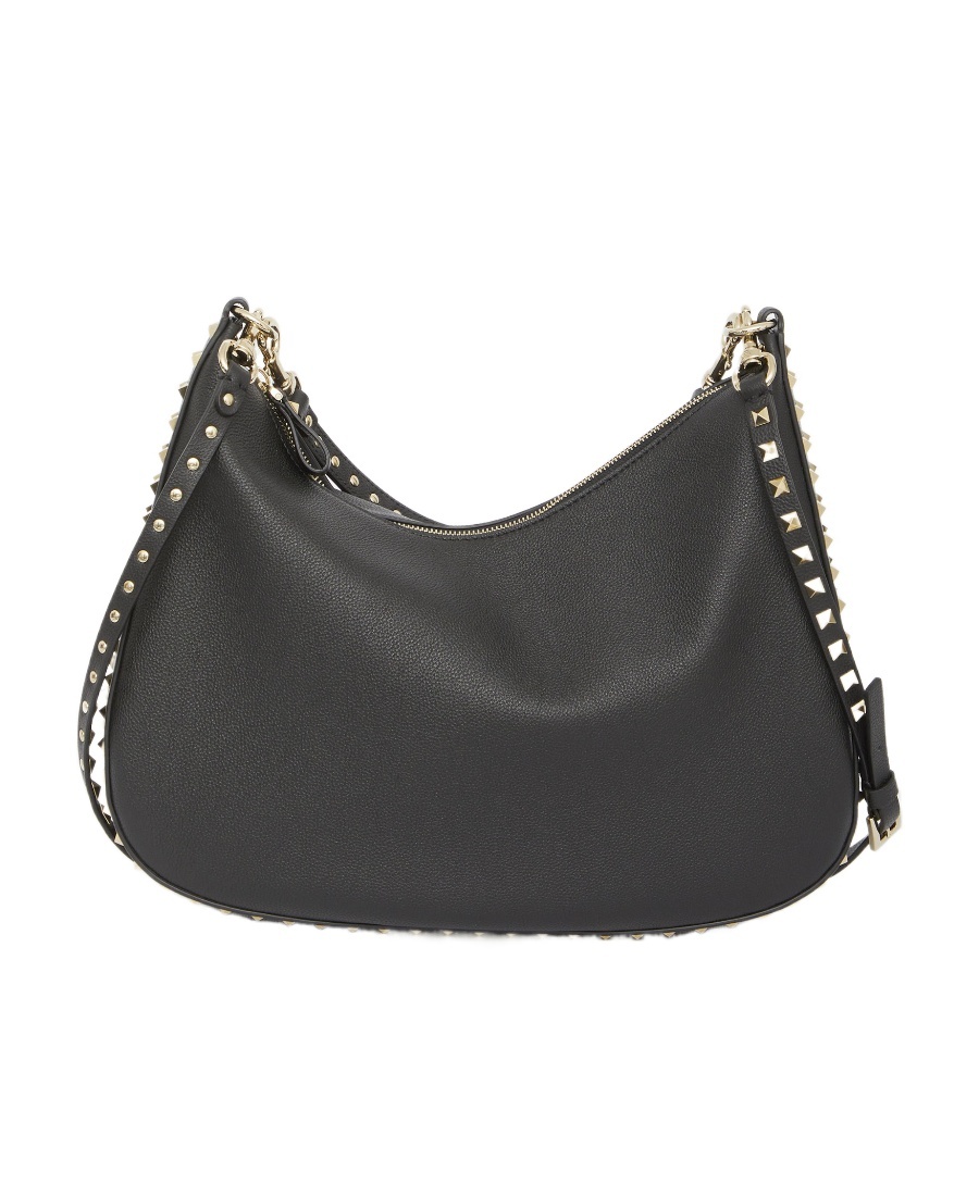 Valentino Rockstud Leather Tote Bag In Black