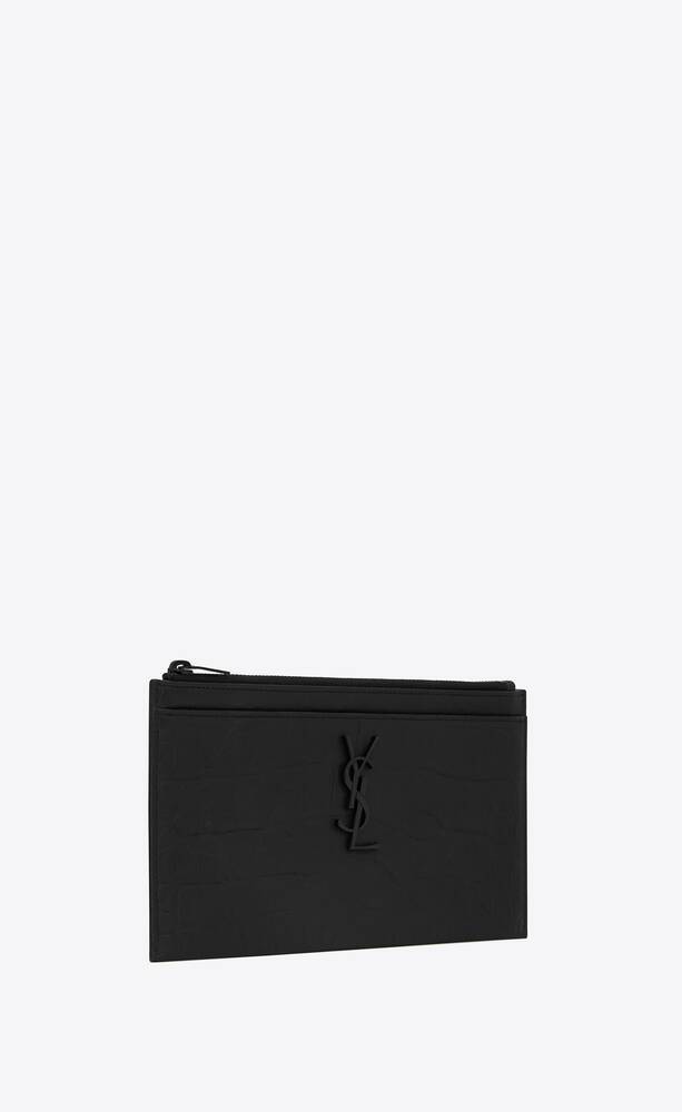 Saint Laurent Monogram Zipped Clutch Bag In Black