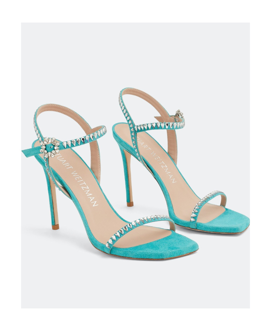 Stuart Weitzman Embellished Open-toe Sandals In Green