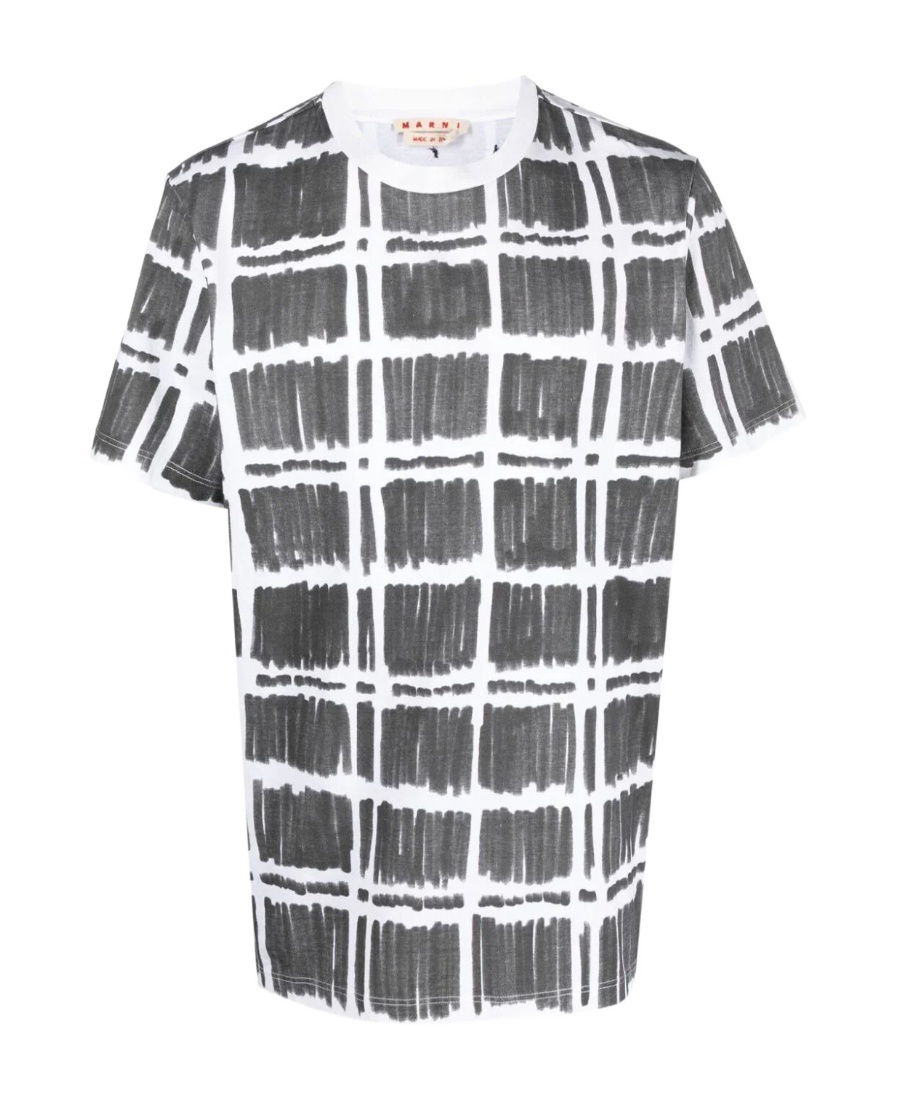 Marni Checked-print Cotton T-shirt In Black