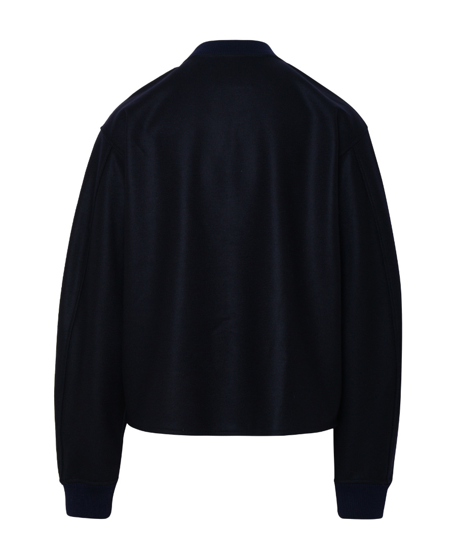 Jil Sander Black Wool Sweather With Zip Up Element In Black