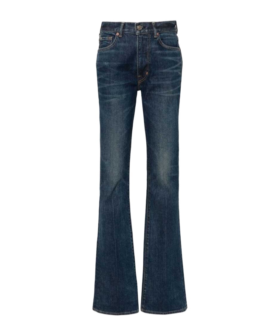 Tom Ford Dark Blue Flared High Rise Jeans In Blue