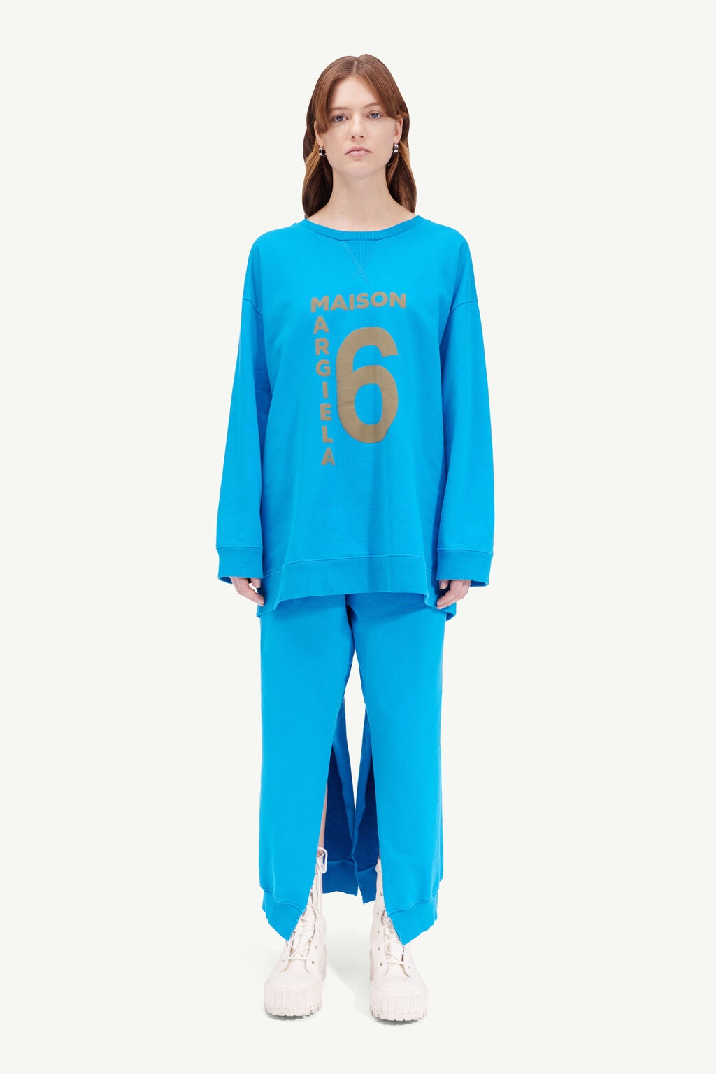 Shop Mm6 Maison Margiela Logo Hoodie In Blue