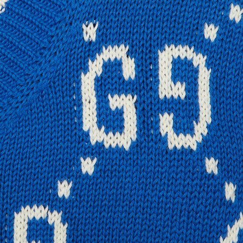 Gucci Gg-intarsia Cotton Jumper In Blue