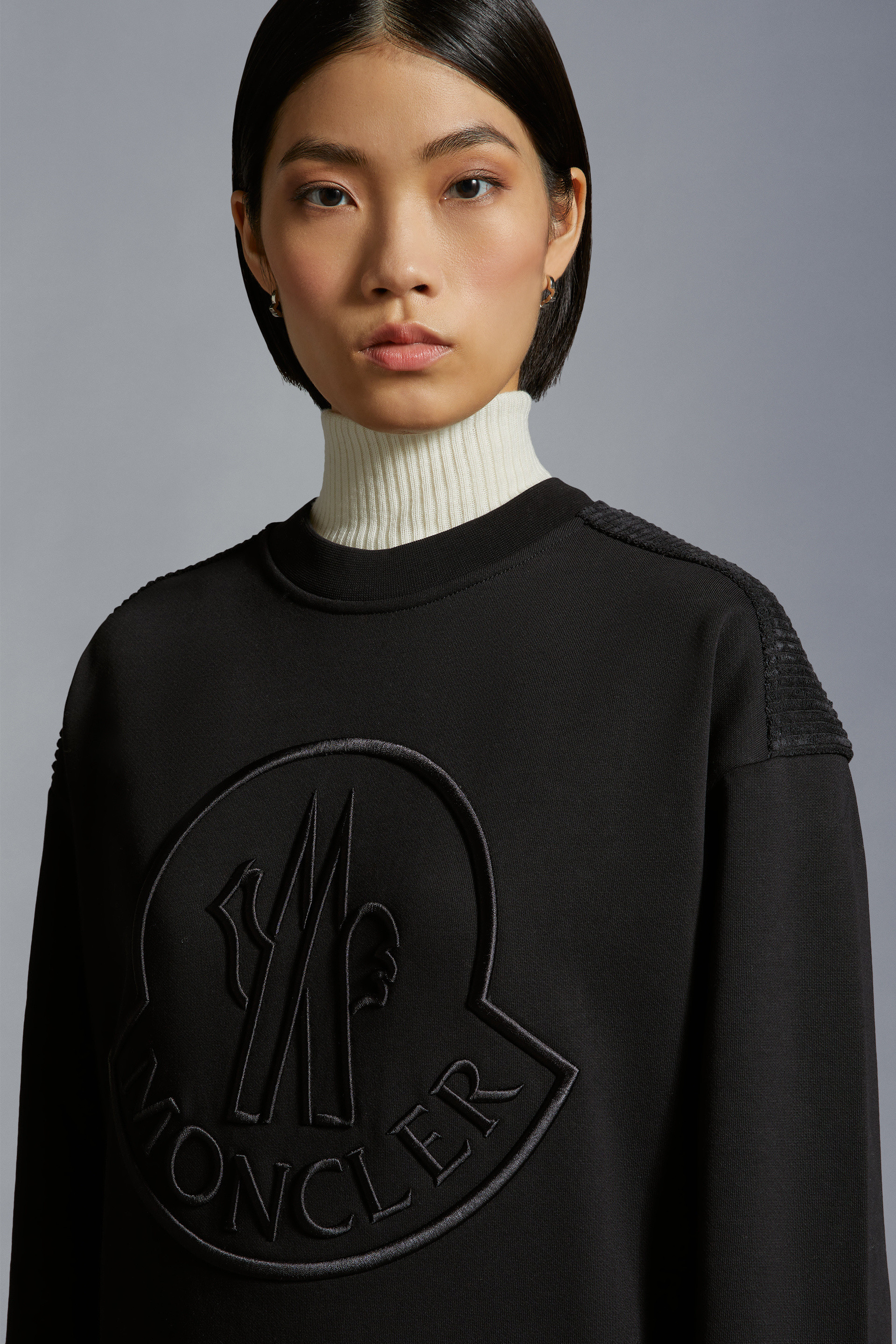 Moncler Rhinestone-embellished Logo Sweatshirt In Black