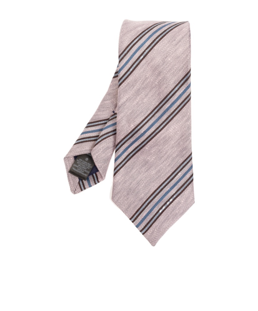 PAUL SMITH STRIPE-PRINT LINEN-SILK BLEND TIE