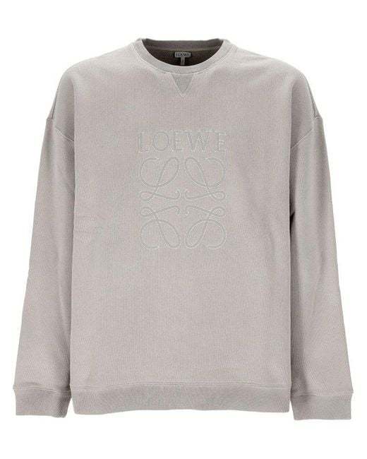 Loewe Regular Fit Sweatshirt In Cotton In Gray