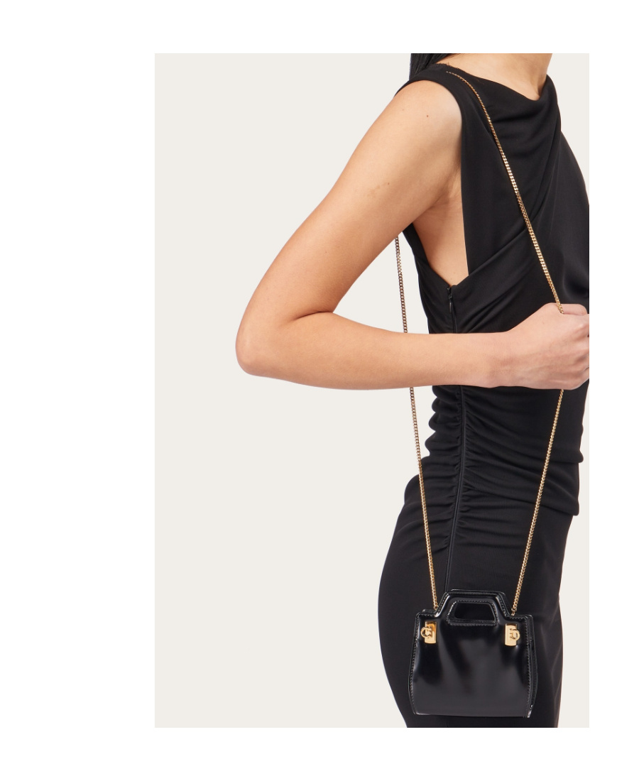 Ferragamo Salvatore Wanda Micro Shoulder Bag In Black