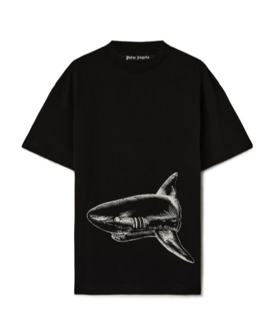 Palm Angels Broken Shark Print Sweatshirt In Black
