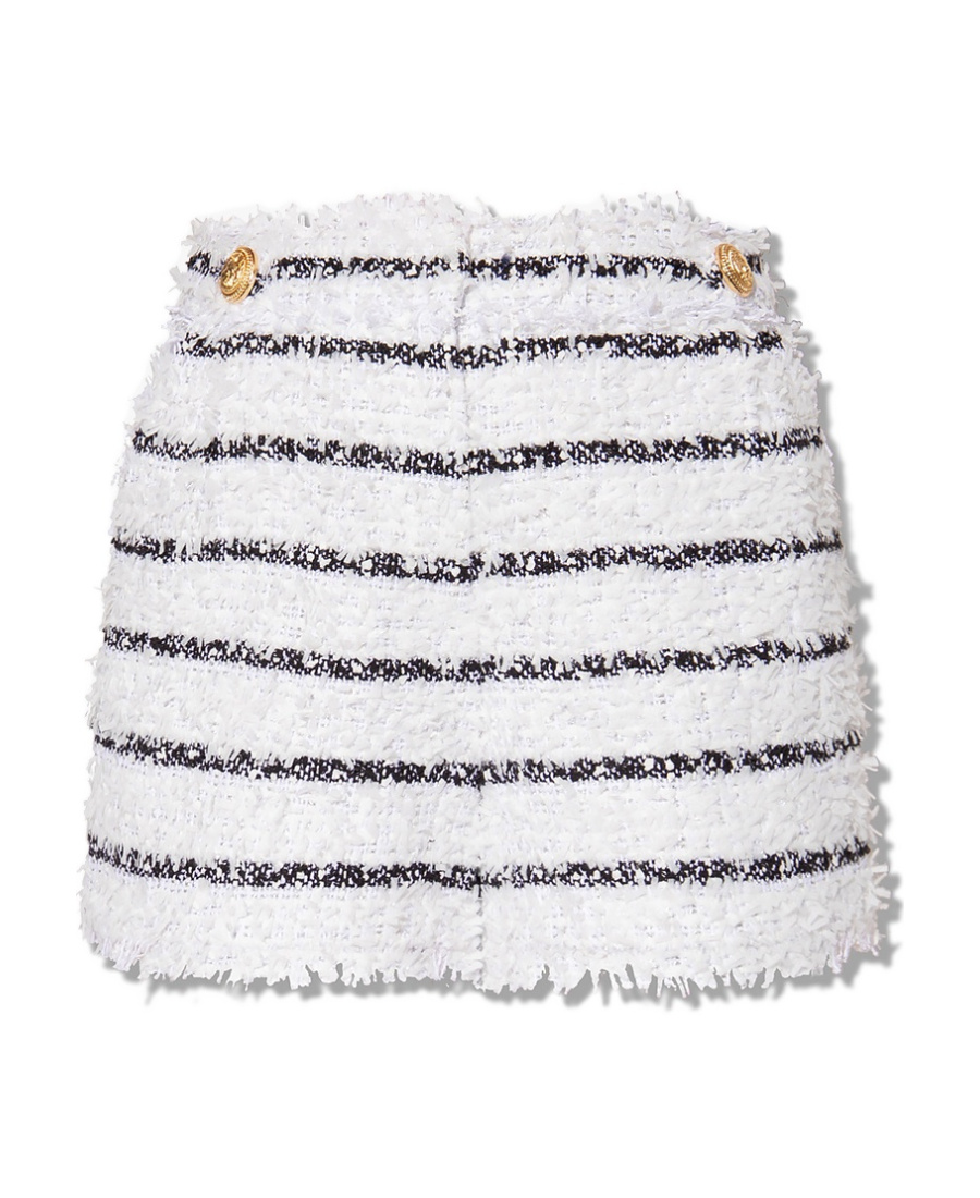 Balmain Striped Tweed Shorts In White