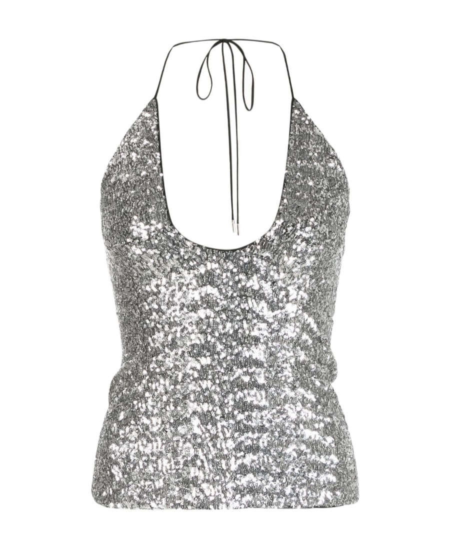 ATTICO THE ATTICO SEQUINNED HALTERNECK TOP