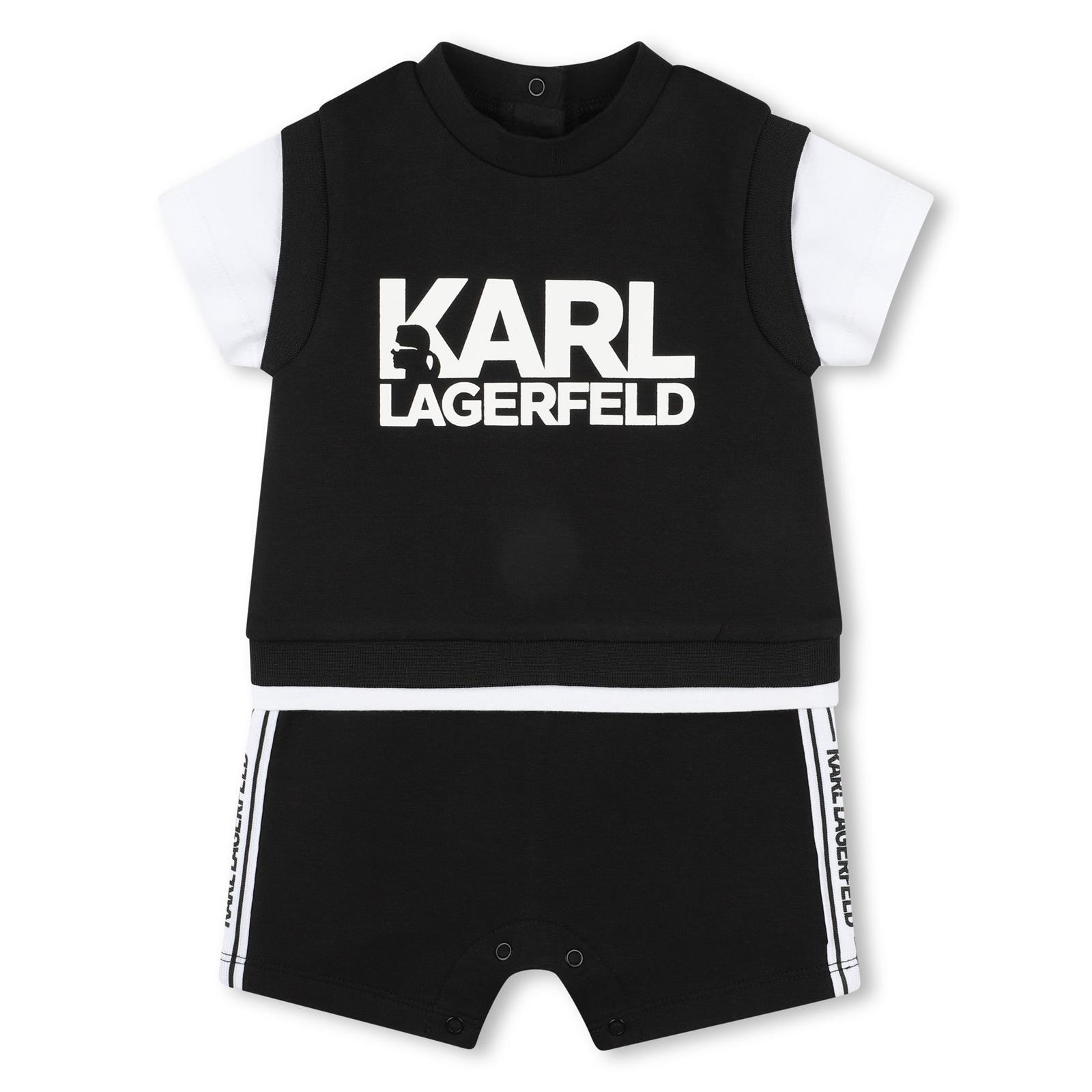 Karl Lagerfeld Printed Jumpsuit In Black