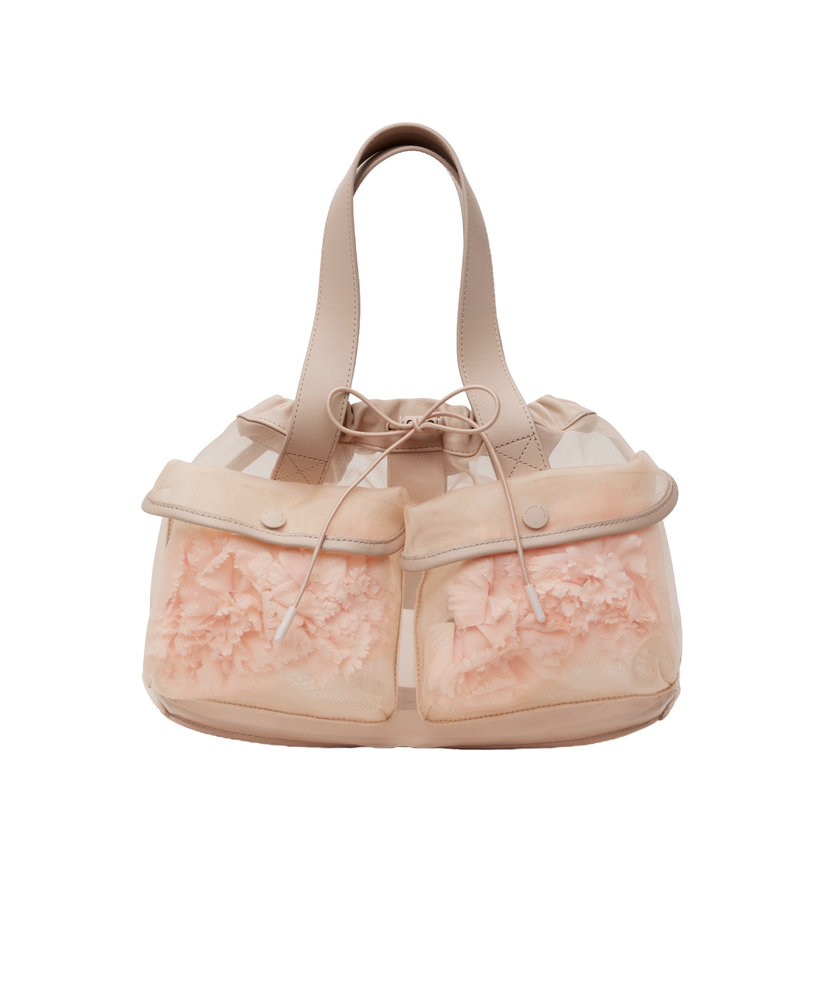 Simone Rocha Mini Sheer Stuffed Carnation Drawstring Top-handle Bag In Nude