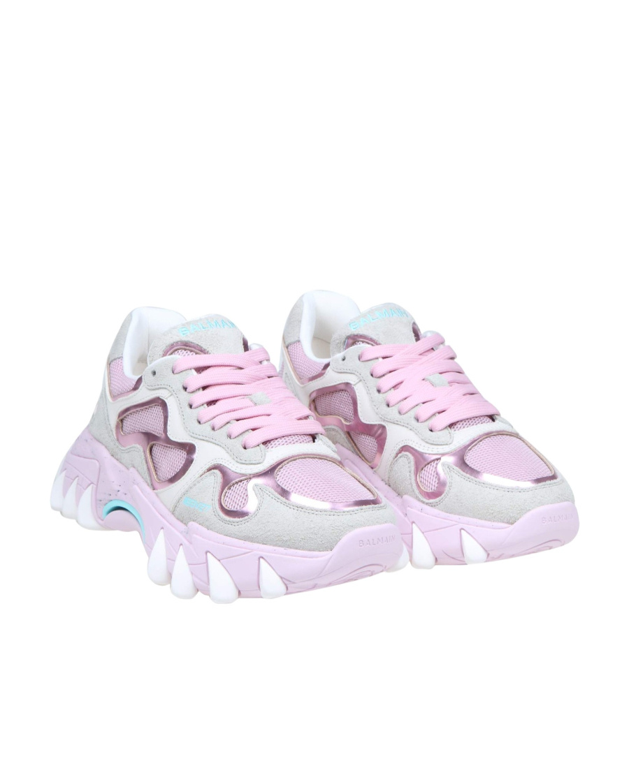 BALMAIN B-EAST TRAINER IN LEATHER, SUEDE AND MESH