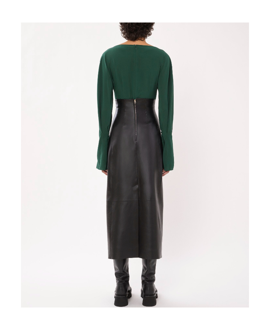 Chloé Draped Boat Neck Silk Blouse In Green