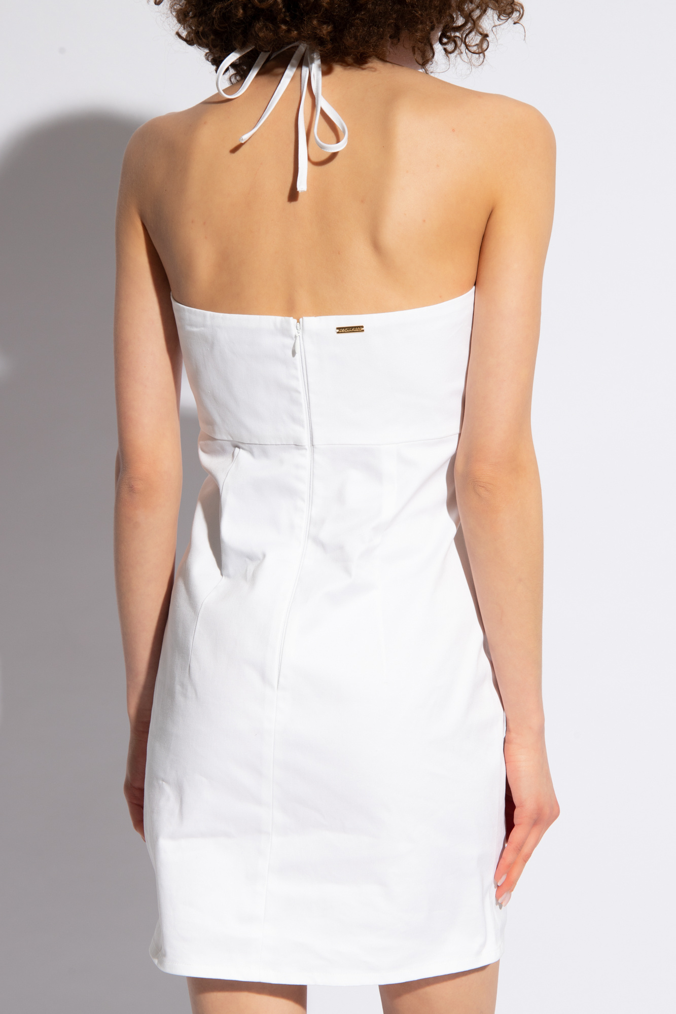 Dsquared2 Strapless Cotton Twill Mini Dress With Cut Out Deatils In White