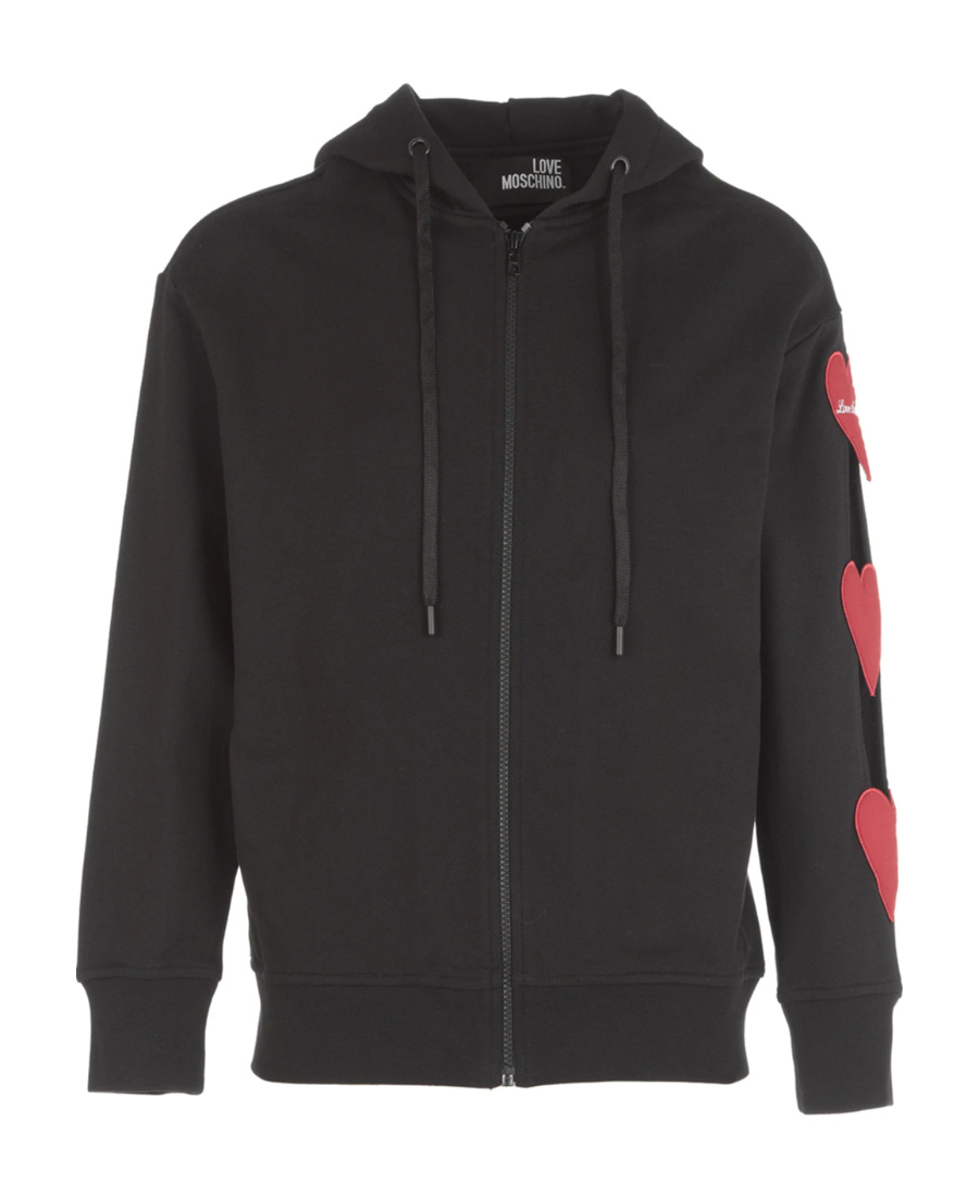 Moschino Cut-out Heart Zipped Hoodie In Black