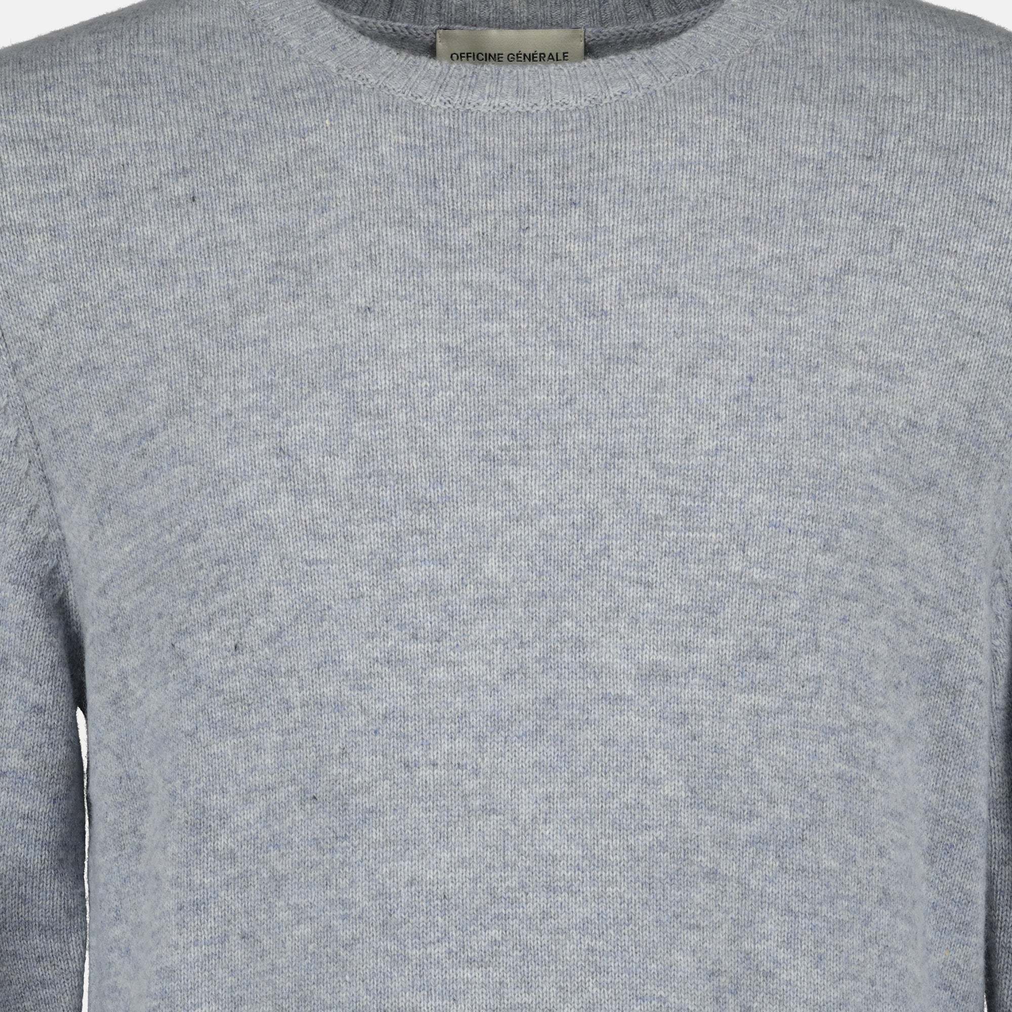Officine Generale Crew Neck Long-sleeved Sweater In Gray