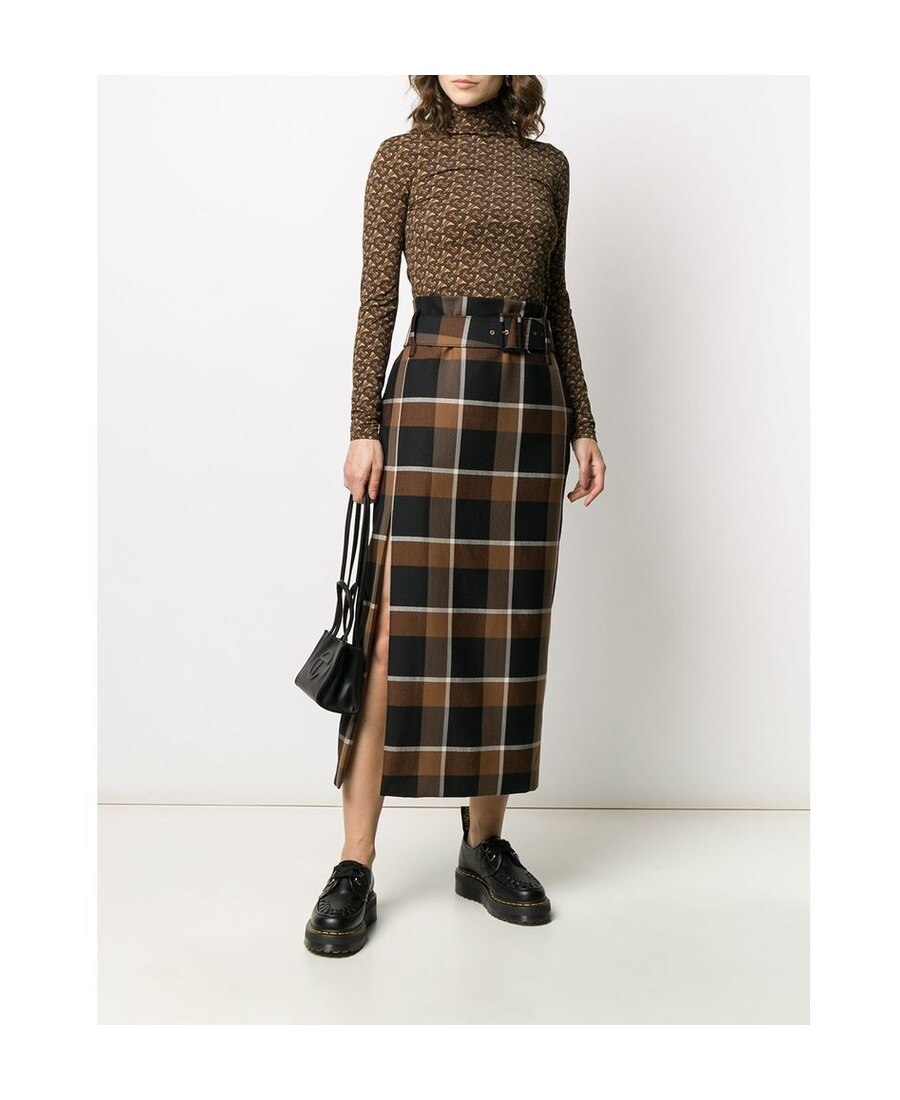 Burberry Tb Monogram Turtleneck Top In Brown
