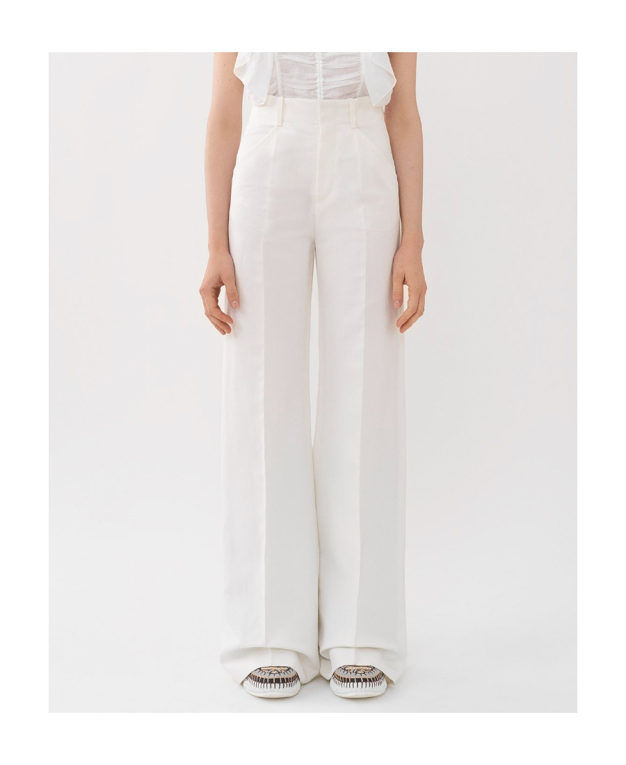 Chloé Logo Wide-legged Pants In White