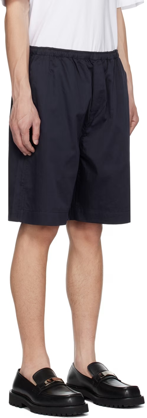 Filippa K Navy Elasticized Shorts In Black