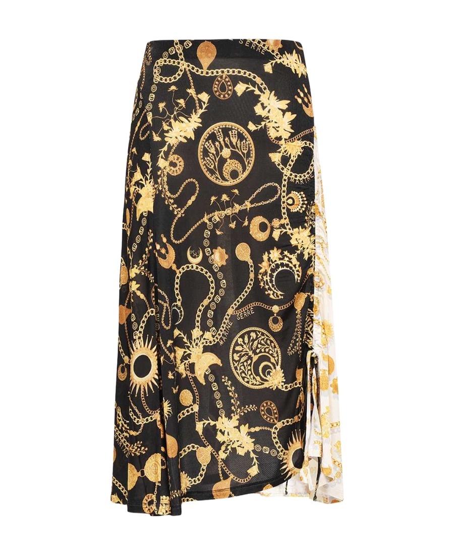 Marine Serre Ornament Jewellery-print Midi Skirt In Black