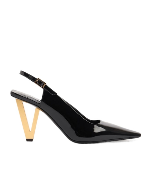 Versace Black V2025 Patent Slingback 85 Mm Heels