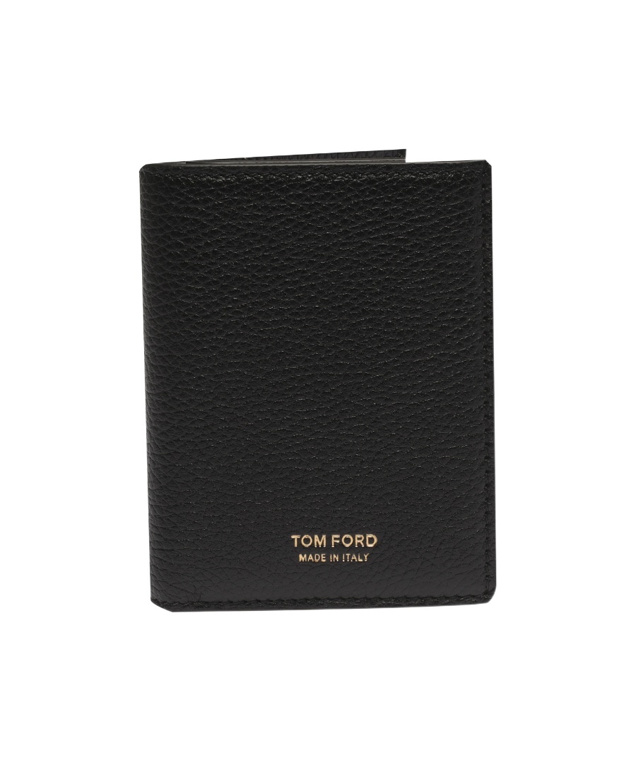Tom Ford Black Soft Grain Leather T Line Passport Holder In Black