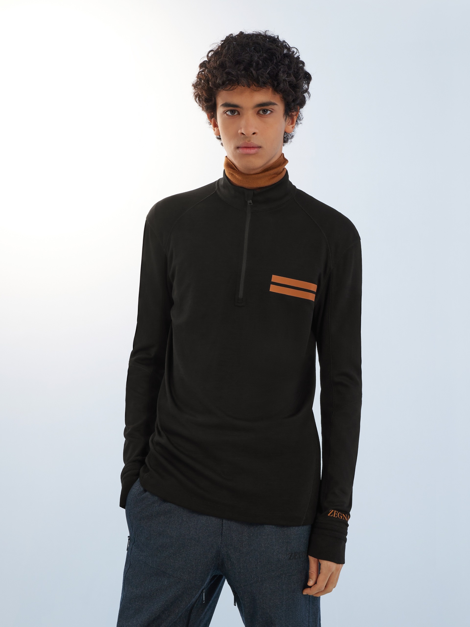 ZEGNA WOOL ZIPPER HIGH-NECKED SWEATER