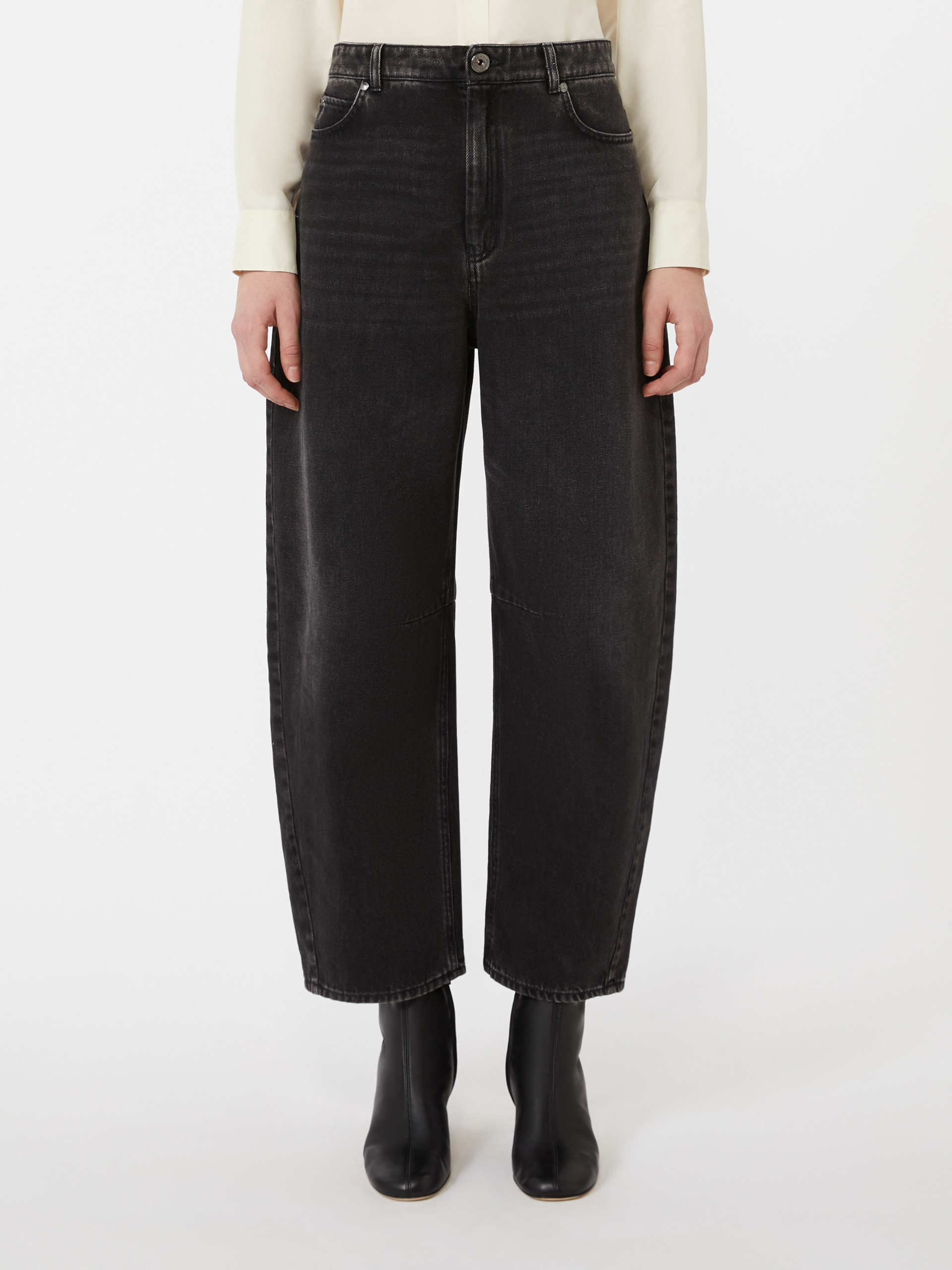 Weekend Max Mara Cotton Denim Barrel Jeans In Black