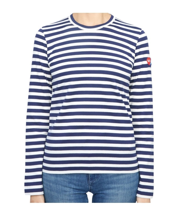 Comme Des Garçons Play X Invader Pixelated-heart Striped Top