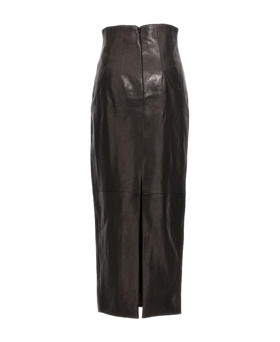 Khaite Black 'the Loxley' Leather Maxi Skirt In Black