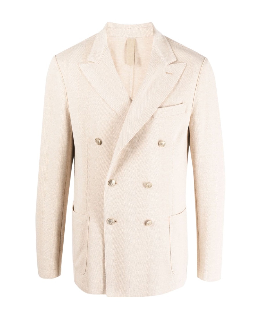 Eleventy Double-breasted Suit Jacket In White