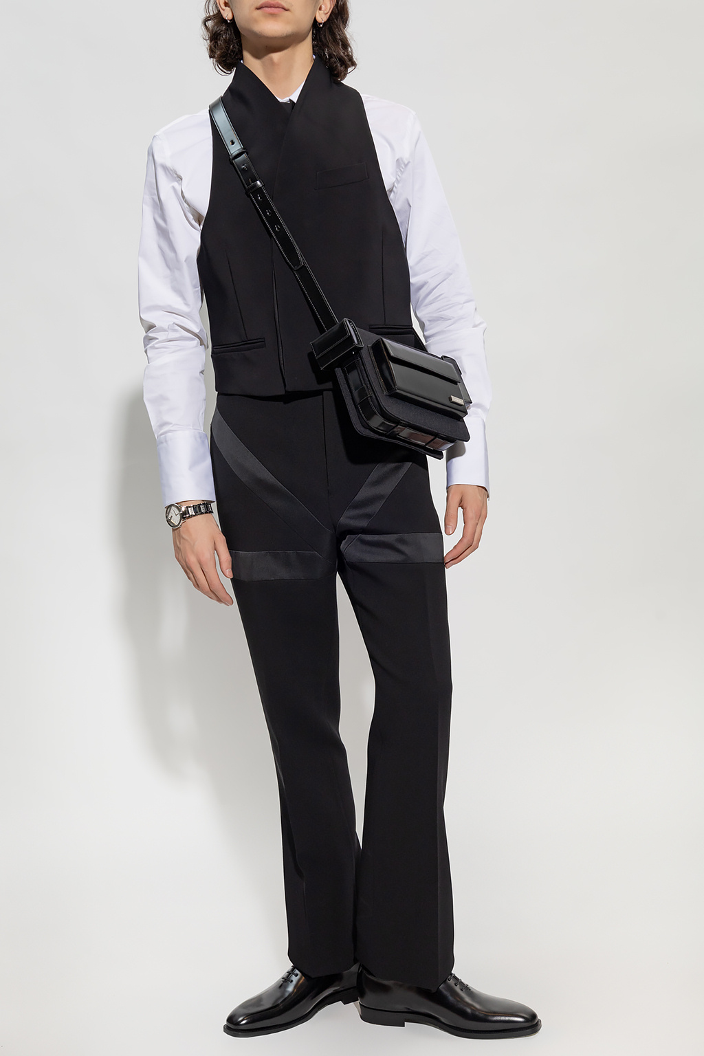 Ferragamo Inlay Tailored Trousers In Black