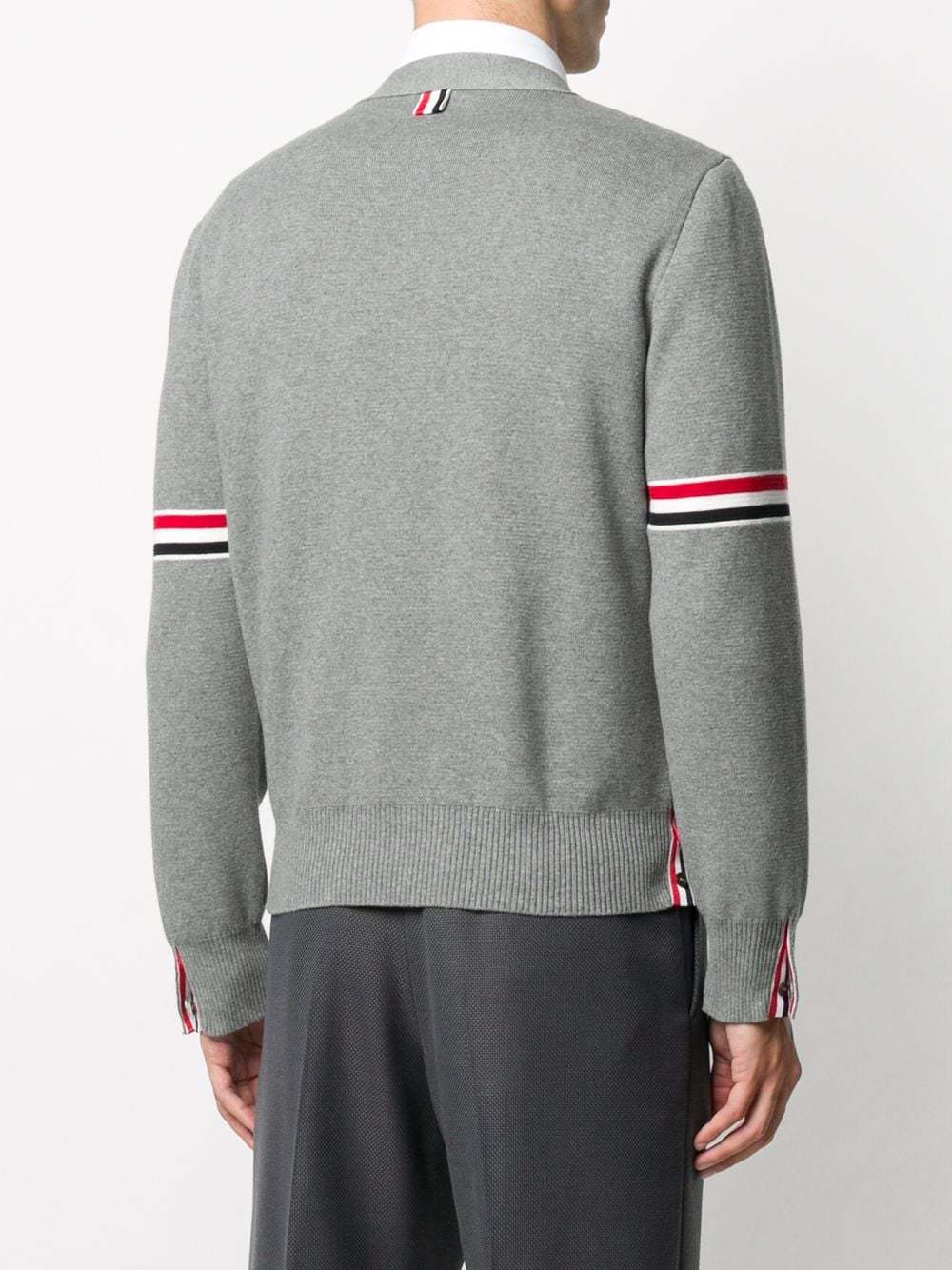 Thom Browne 4-bar Stripe V-neck Cardigan In Gray