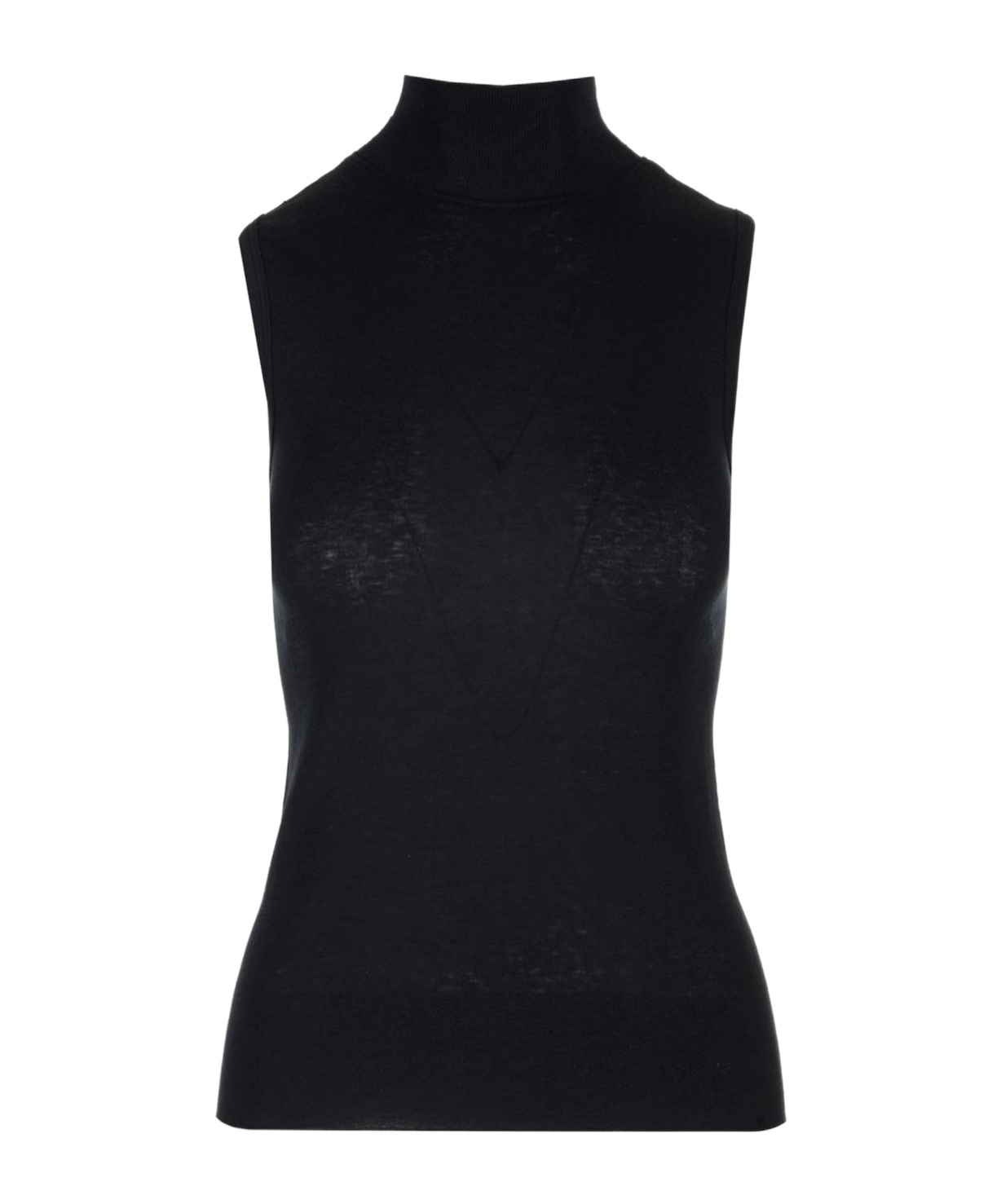 Lemaire Ribbed Polo Neck Tank Top In Black