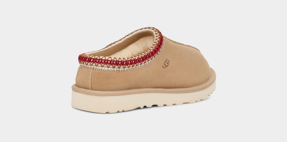 Shop Ugg Tasman Logo Embossed Slippers In Nude
