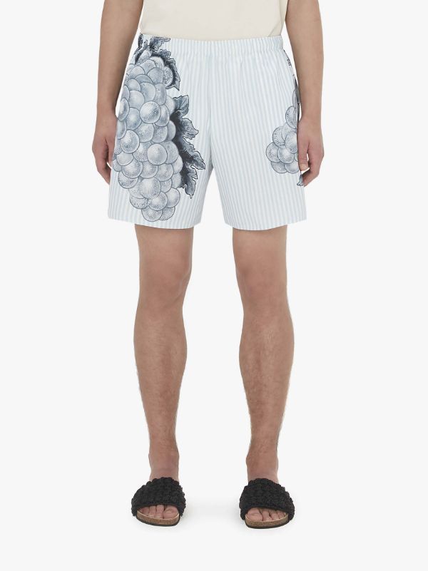 Jw Anderson Graphic-print Striped Swim Shorts In Gray